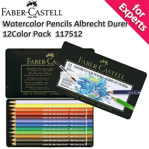 larger Faber-Castell Albert Durer Watercolor Pencils 12 Color Pack with Tin Case 