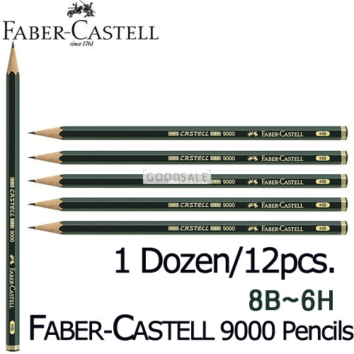 larger Faber-Castell 9000 Pencils 1 Dozen/12pcs. 8B to 6H