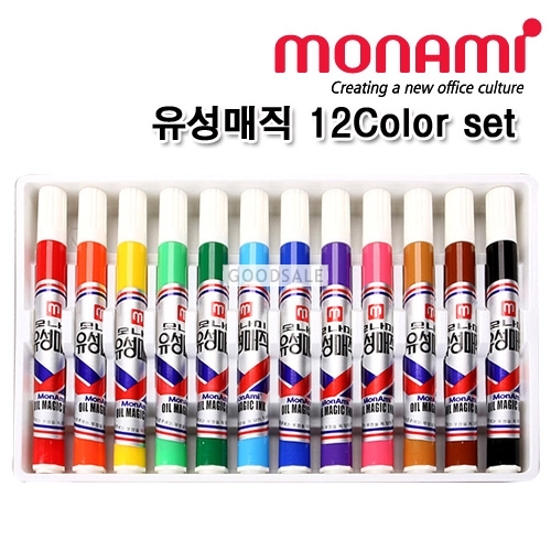larger MONAMI Oil-Based Permanent Marker Maic Pen 12 Color Set